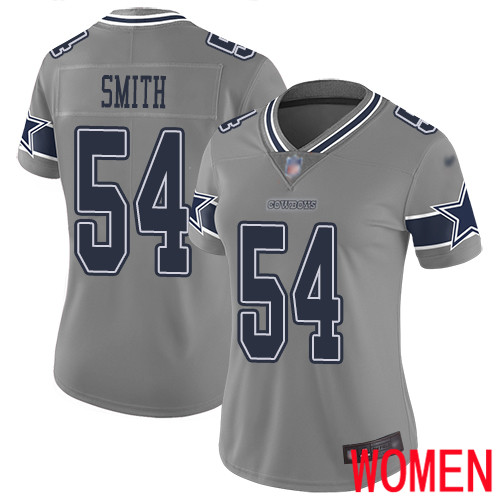 Women Dallas Cowboys Limited Gray Jaylon Smith 54 Inverted Legend NFL Jersey